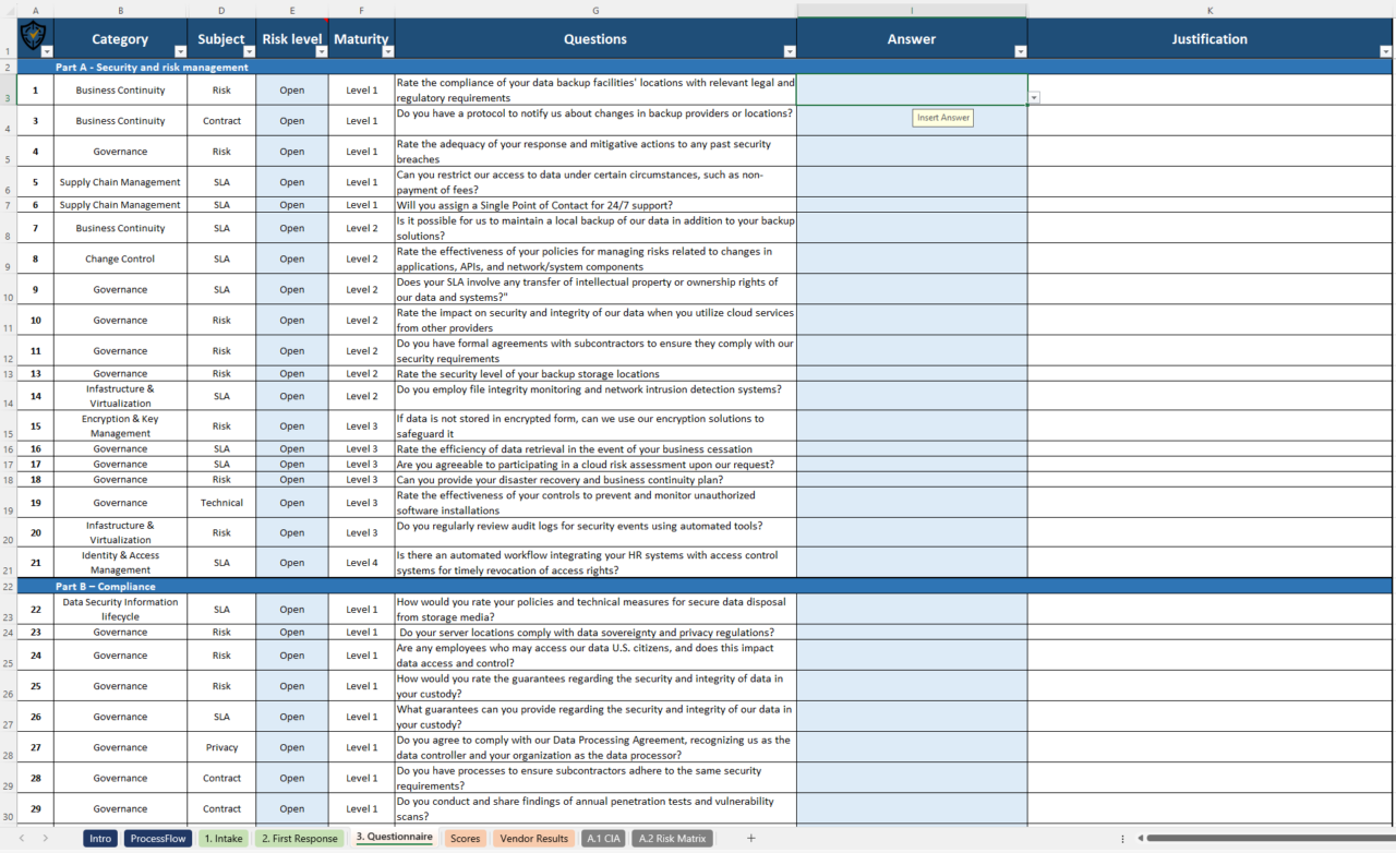 Procurement Supplier Risk Assessment Template