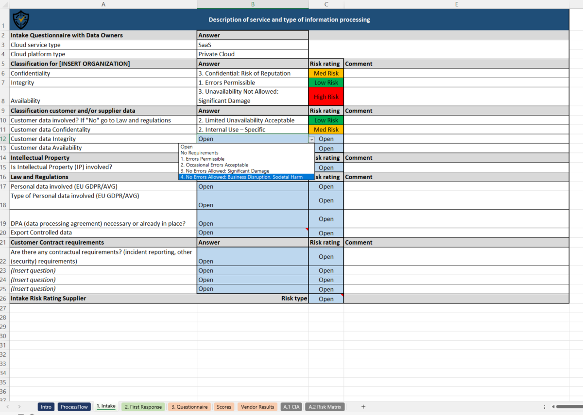 Supplier Risk Assessment Template