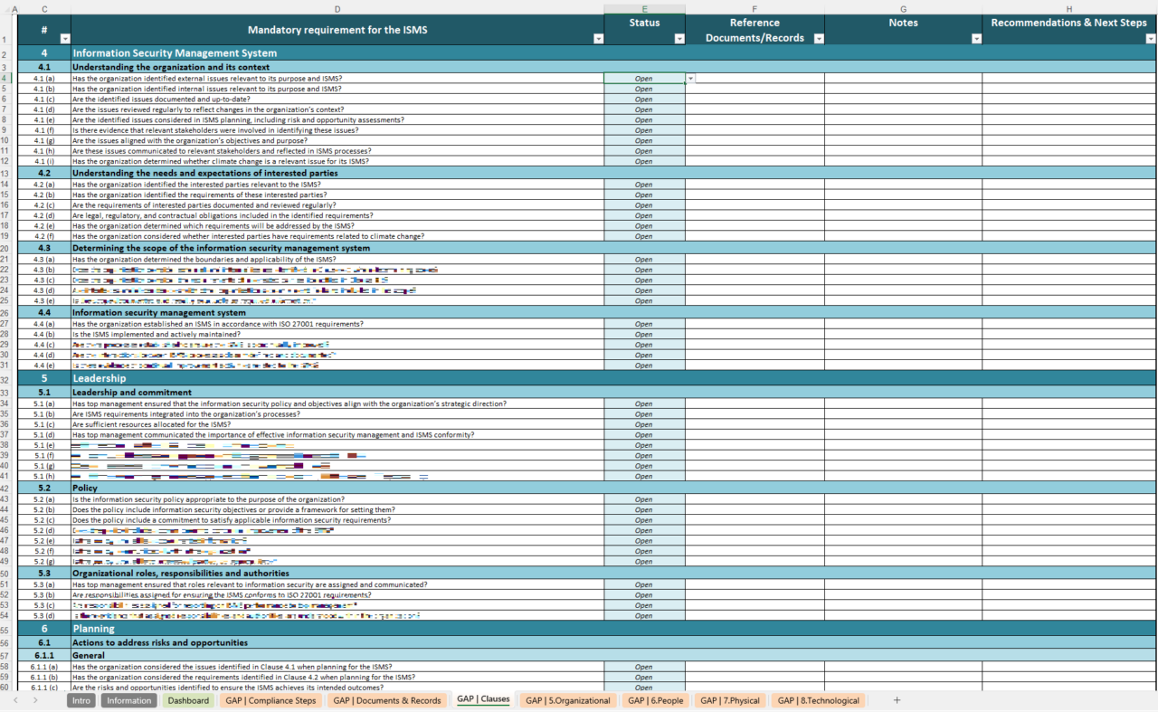 Iso 27001 Gap Analysis Template Excel