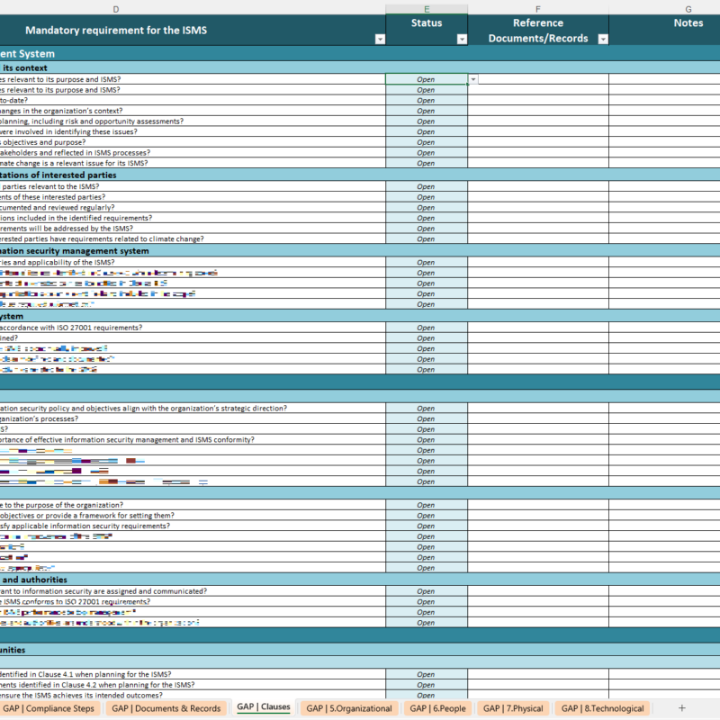 iso 27001 gap analysis template excel