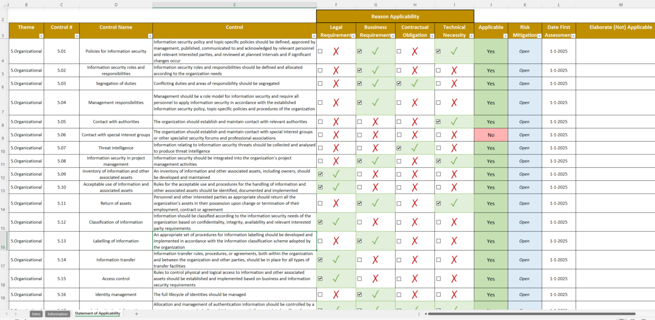 Iso 27001 Soa Template Excel