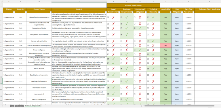 Iso 27001 Soa Template Excel