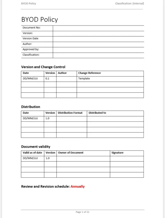 Bring Your Own Device Policy Template