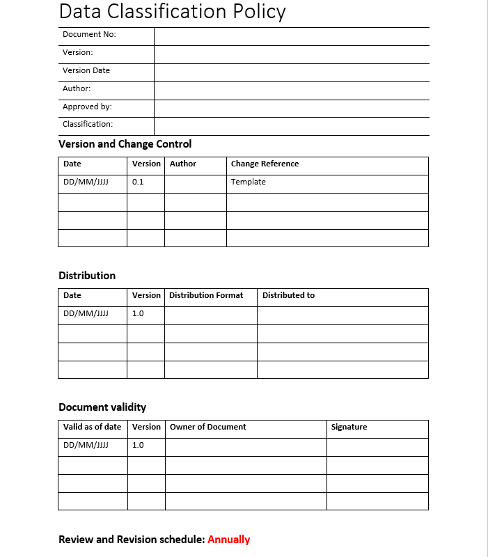 Data Classification Policy Template