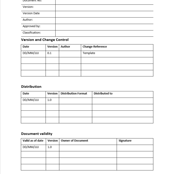 Frontpage preview of the Procedure for Document and Record Control in word format