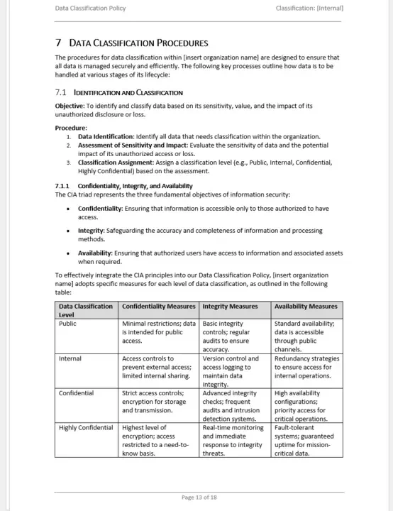 data classification policy template