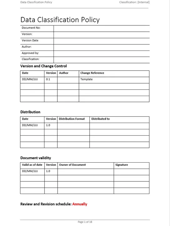 iso 27001 information classification policy template