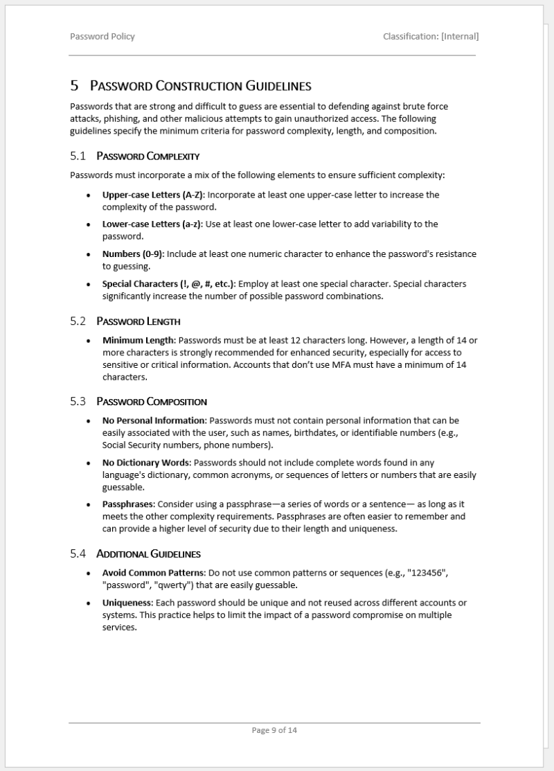 iso 27001 password policy template