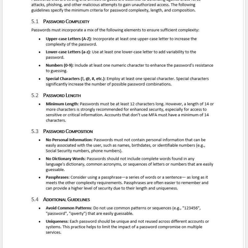 iso 27001 password policy template