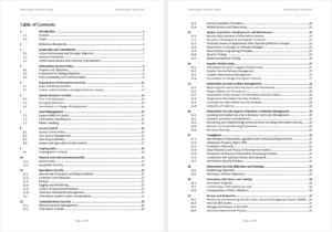 Information Security Policy Table Of Contents Template