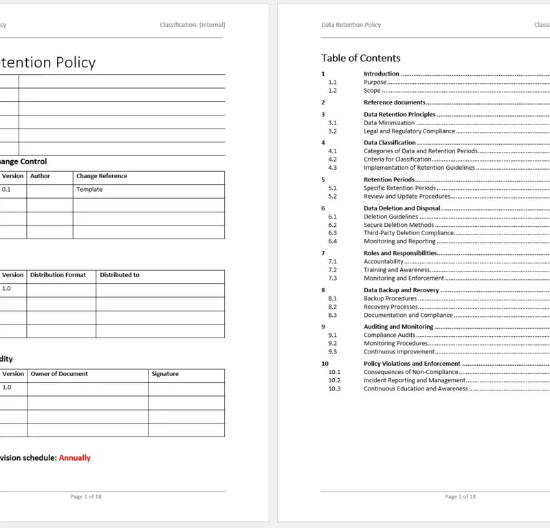 Data retention policy template