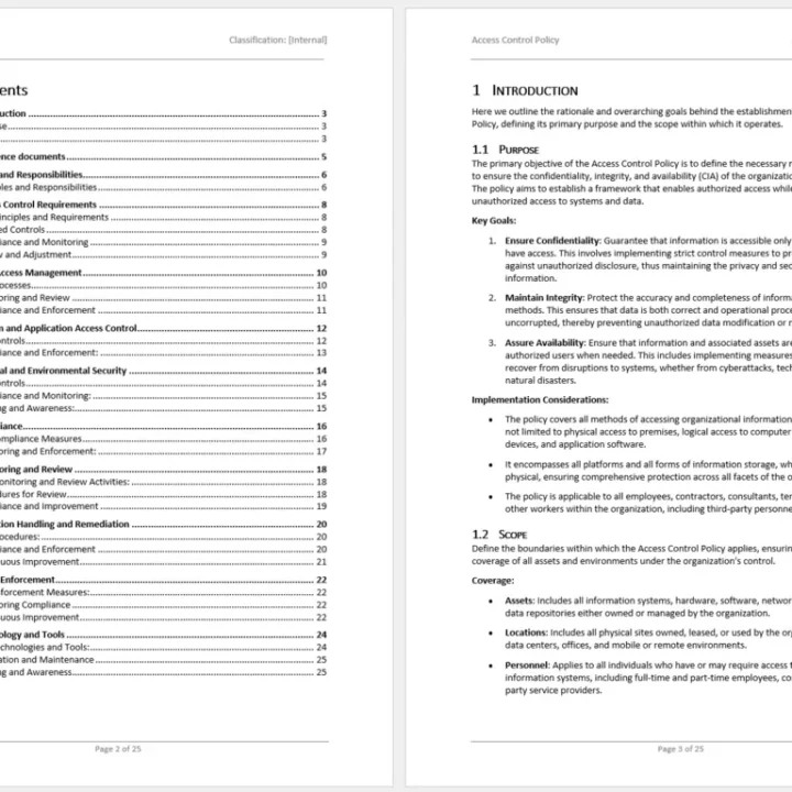 Preview access control policy table of contents and introduction