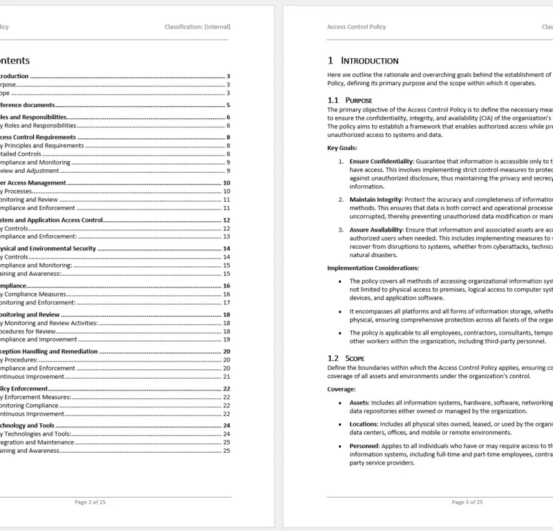 Preview access control policy table of contents and introduction