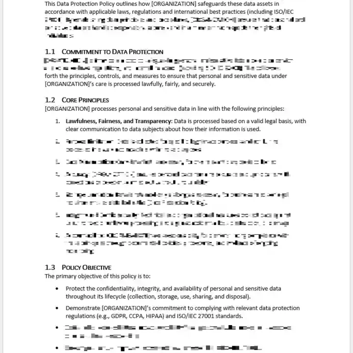 data protection policy template iso 27001