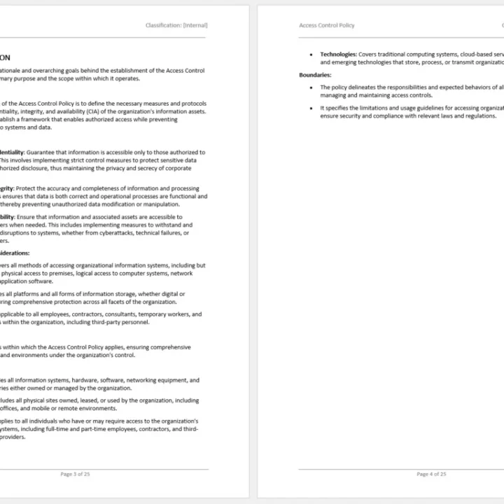 Preview of iso 27001 access control policy template chapter 1. Introduciton.