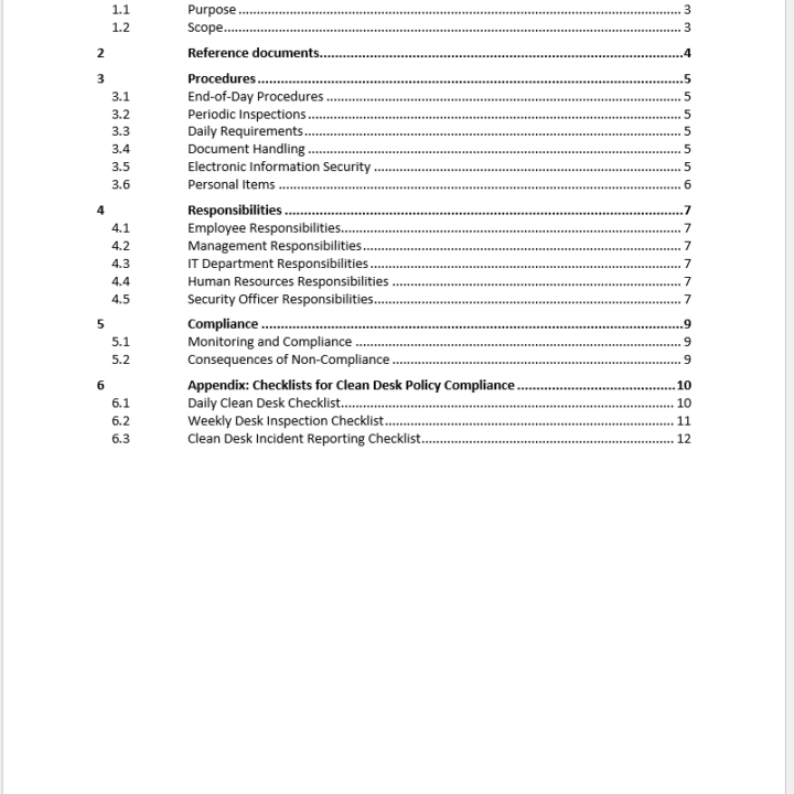 iso 27001 clean desk policy template