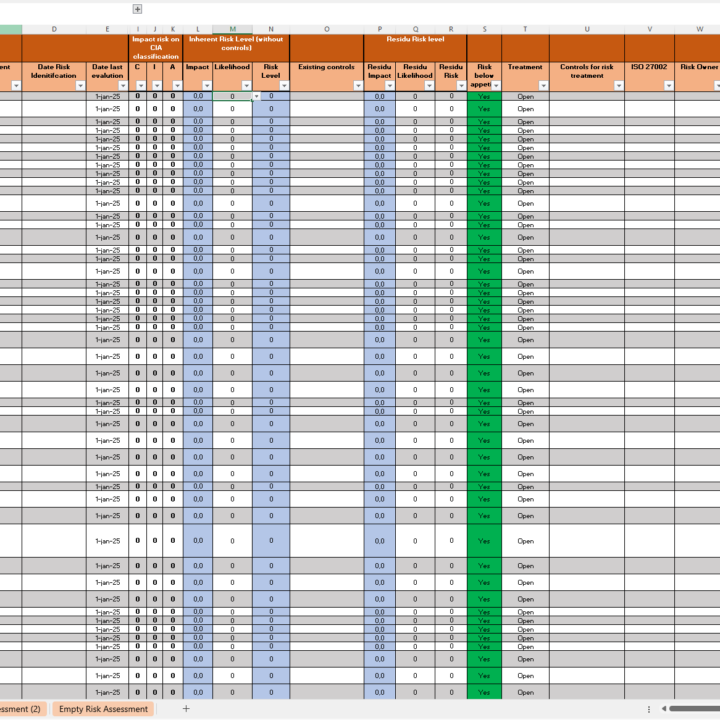 iso 27001 risk assessment template