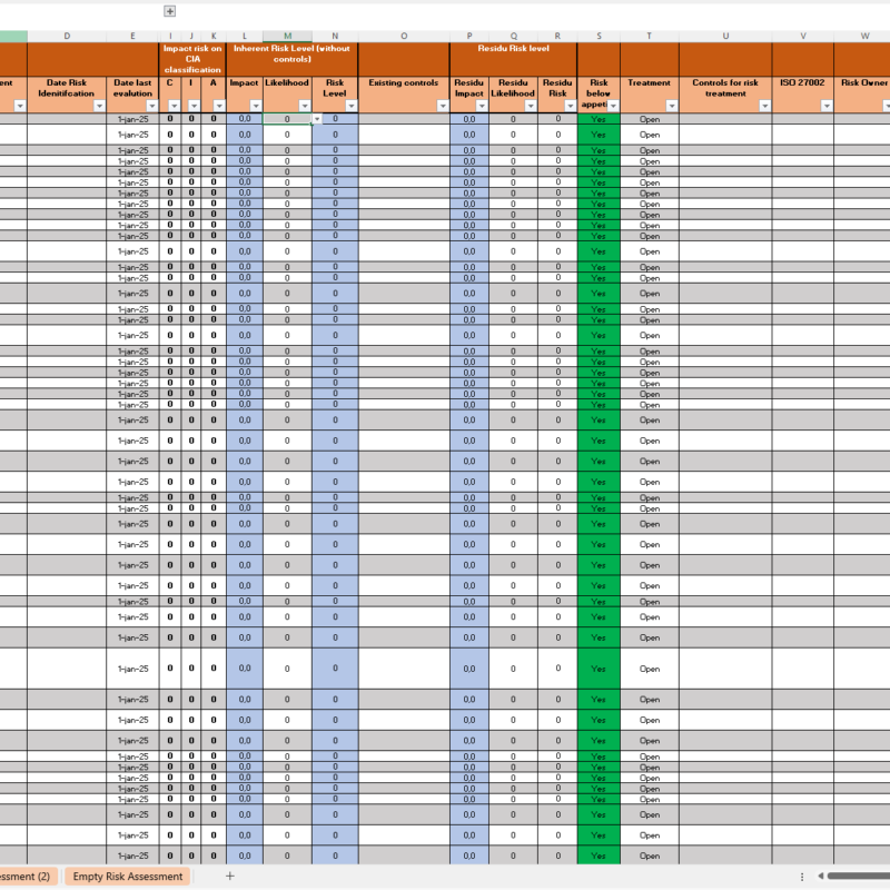 iso 27001 risk assessment template