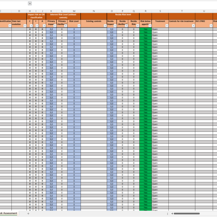 iso 27001 risk assessment template excel