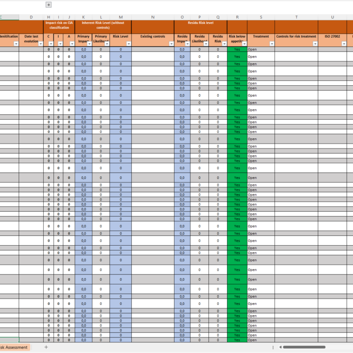 iso 27001 risk assessment template xls