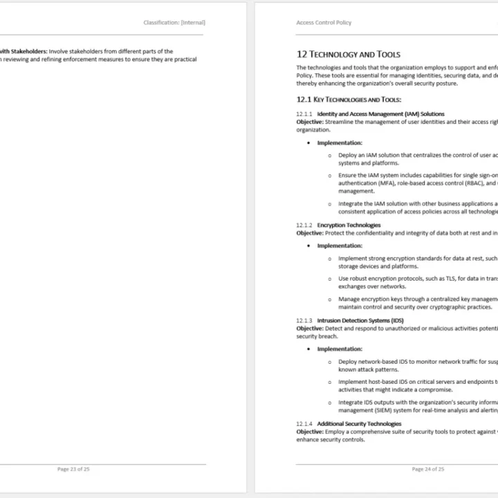 A sample access control policy iso 27001 chapter 12 Technology and Tools