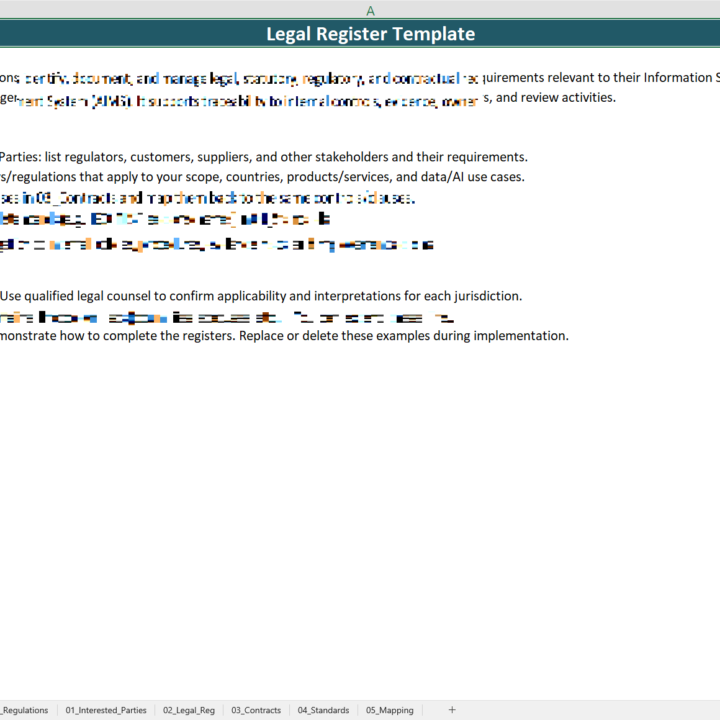 ReadMe legal register template excel