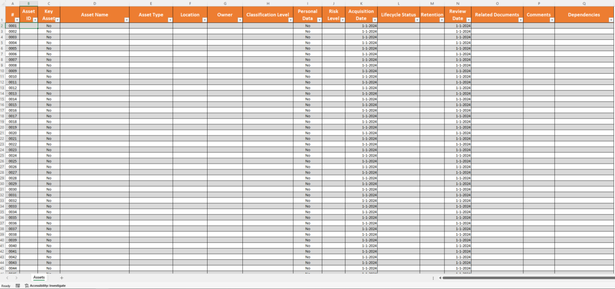 Asset Register Template