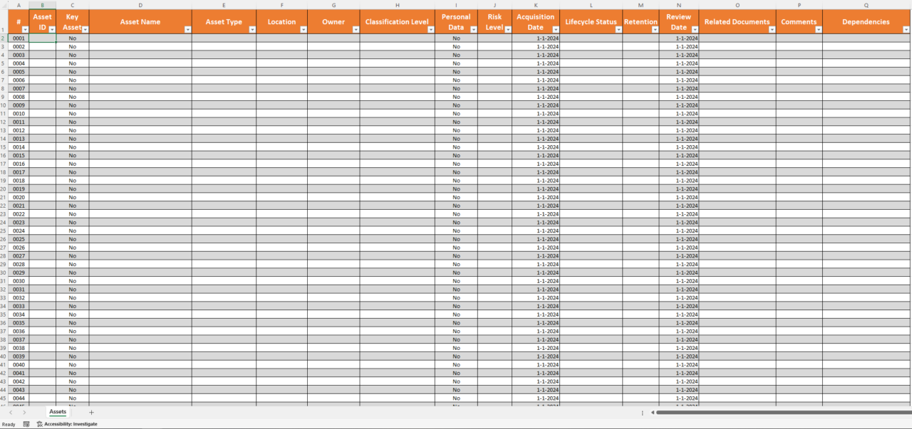 Asset Register Template