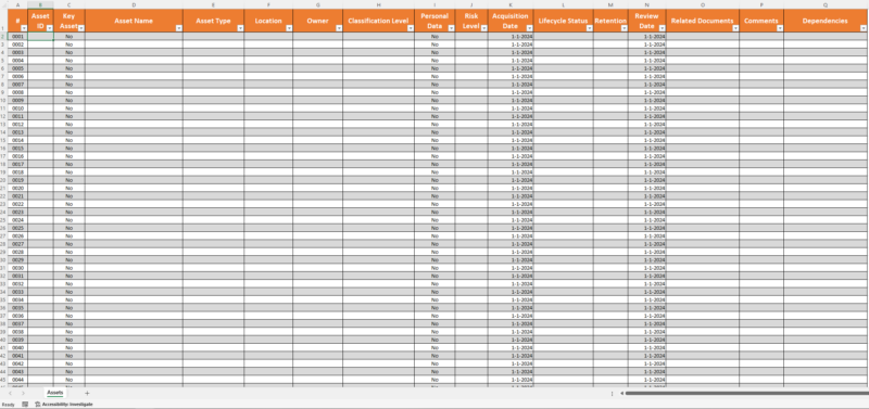 asset register template