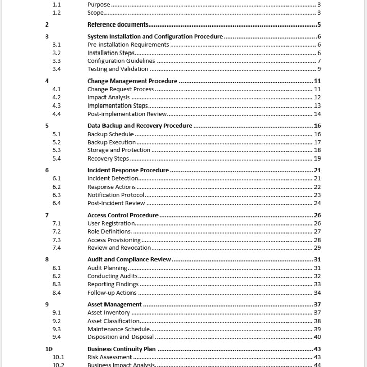 documented operating procedures iso 27001