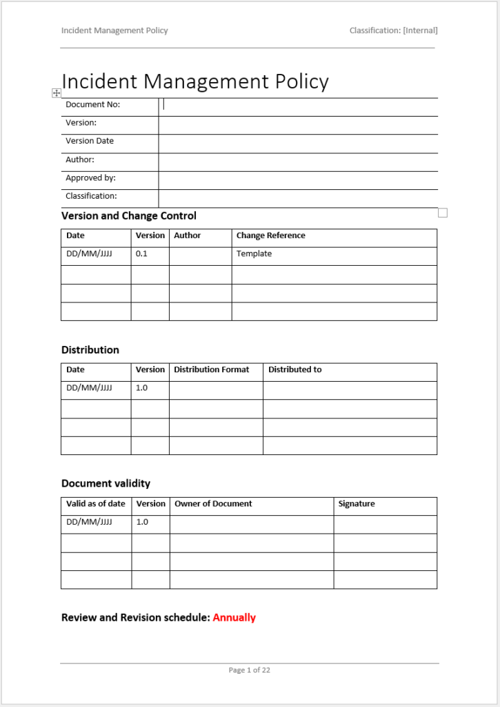 Iso 27001 Incident Management Policy Template Comply With Control 5 24