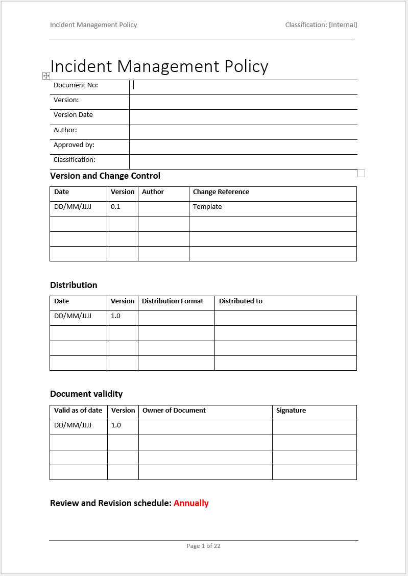 Incident Management Policy Template