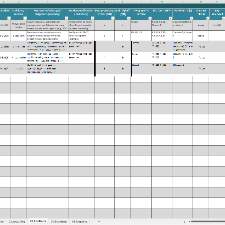 iso 27001 legal and contractual requirements register template