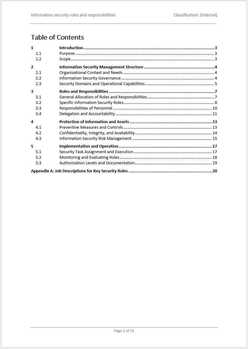 Iso 27001 Roles And Responsibilities Template