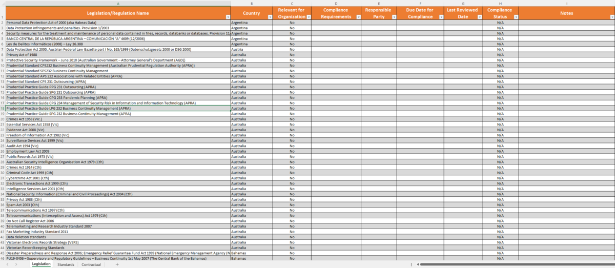 Legal Register Template