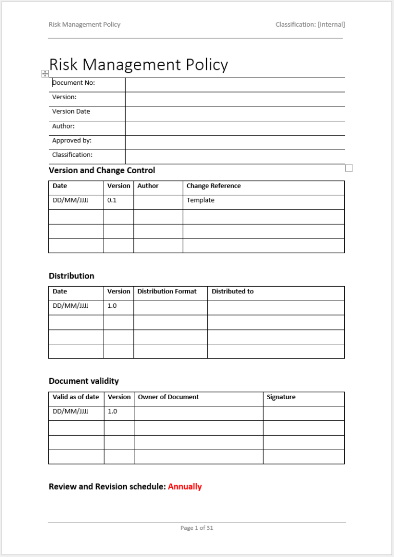 Risk Management Policy Template Word | Identify, Assess, And Control ...