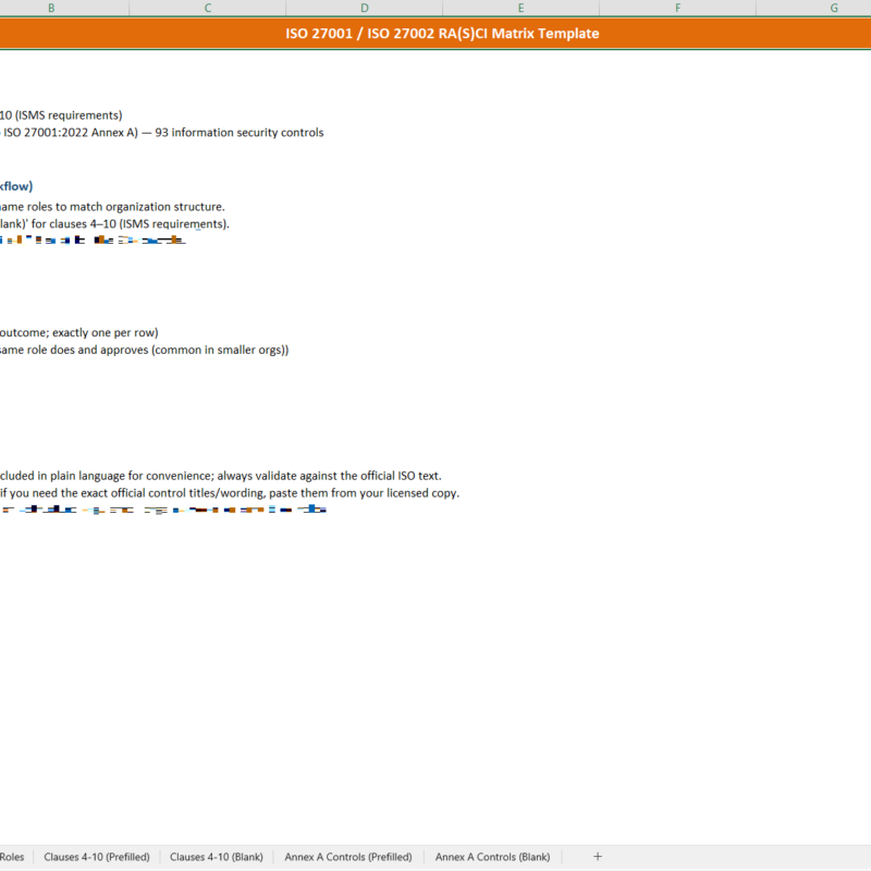 instruction after downloading ISO 27001 RACI Matrix Template