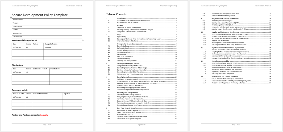 Service Development Policy Secure Development Policy Template | Control 8.27 Compliance