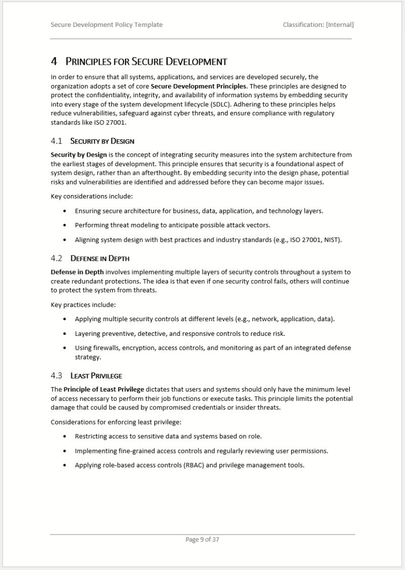 Secure Development Policy Secure Development Policy Template | Control 8.27 Compliance