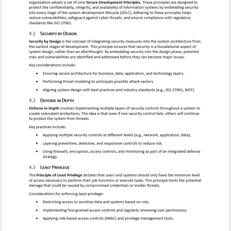Secure Development Policy Template iso 27001