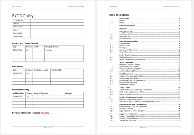 First Page Preview Of The Bring Your Own Device Policy Template