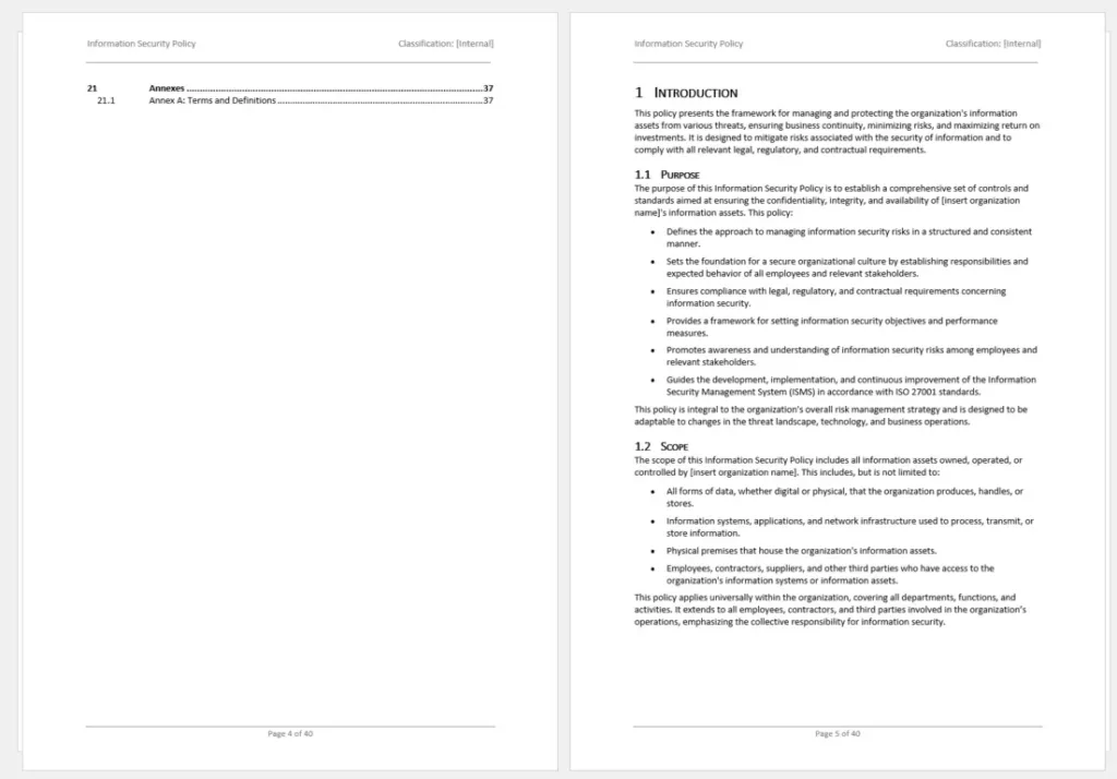 First Chapter Preview Of The Iso 27001 2022 Information Security Policy Template.