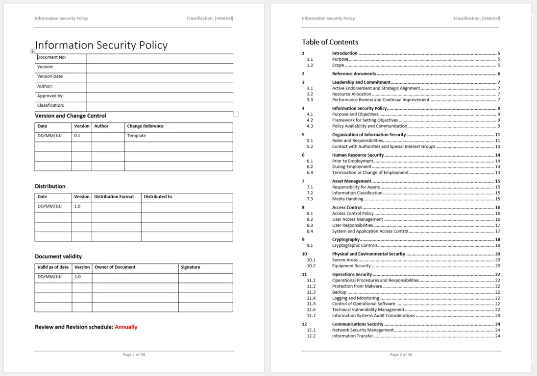 Preview Of Front Page Of The Iso 27001 Information Security Policy Template