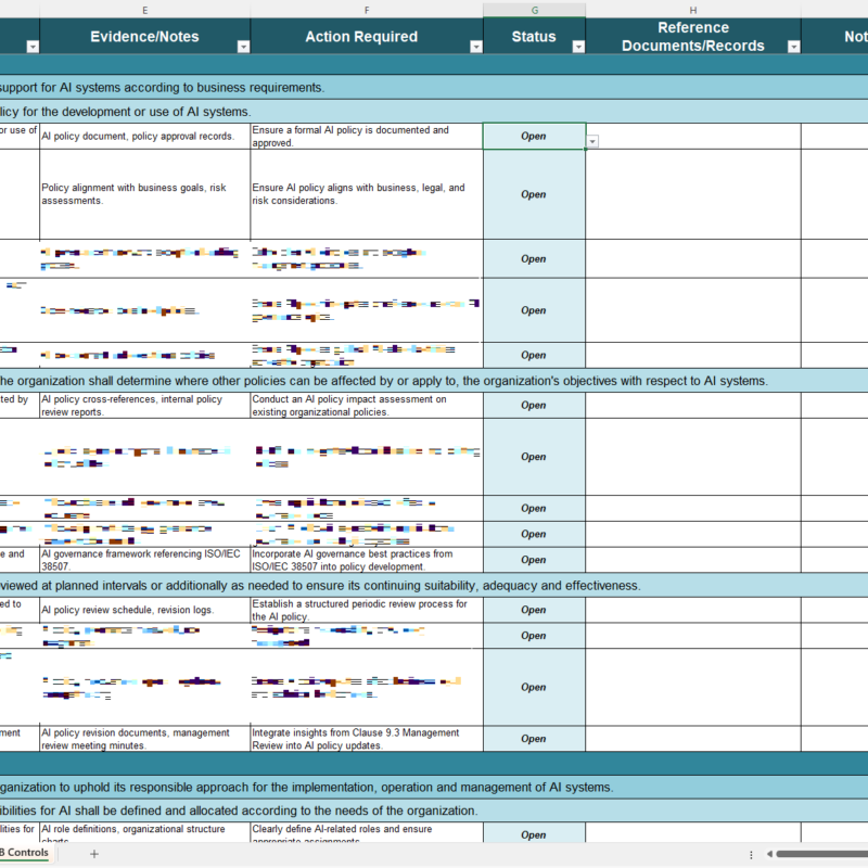 iso 42001 checklist excel