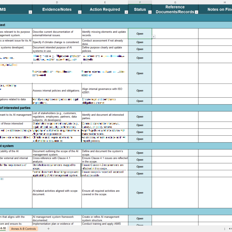 iso 42001 checklist template