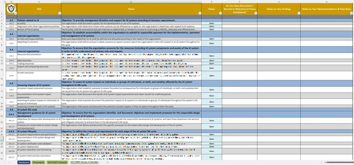 Iso 42001 Checklist Xls