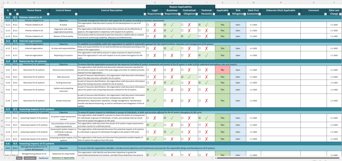 Iso 42001 Soa Template Excel