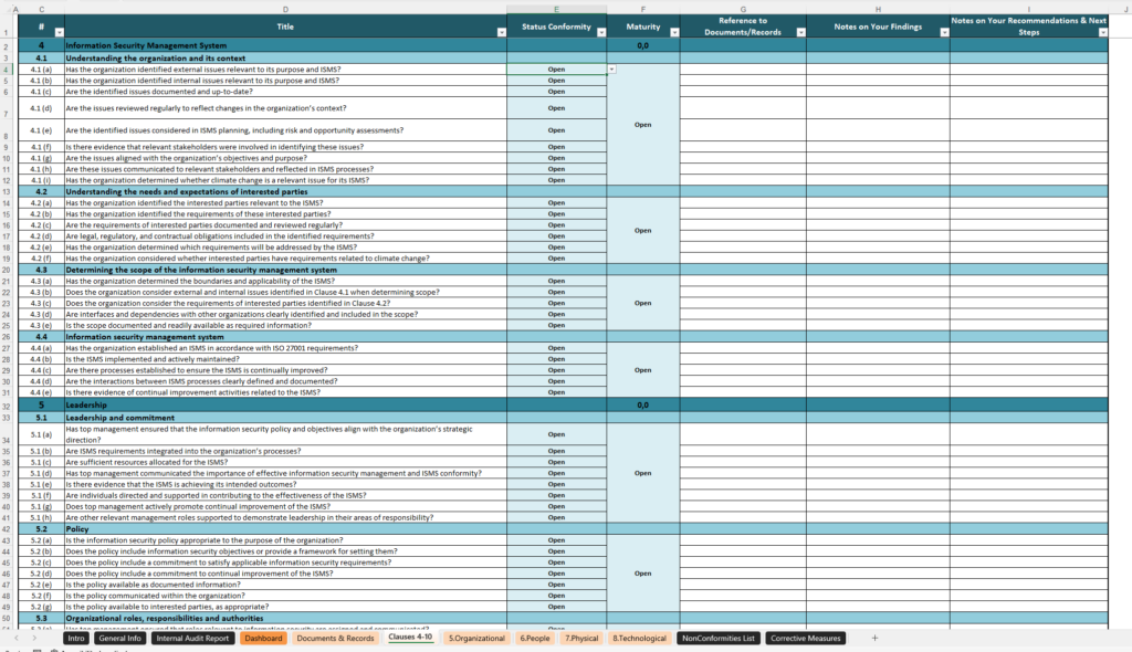 Iso 27001 Internal Audit Checklist Template 6