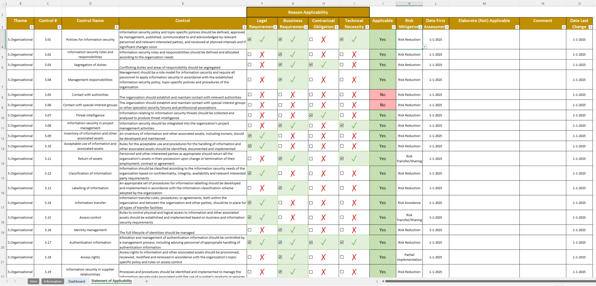 Soa Iso 27001 Xls