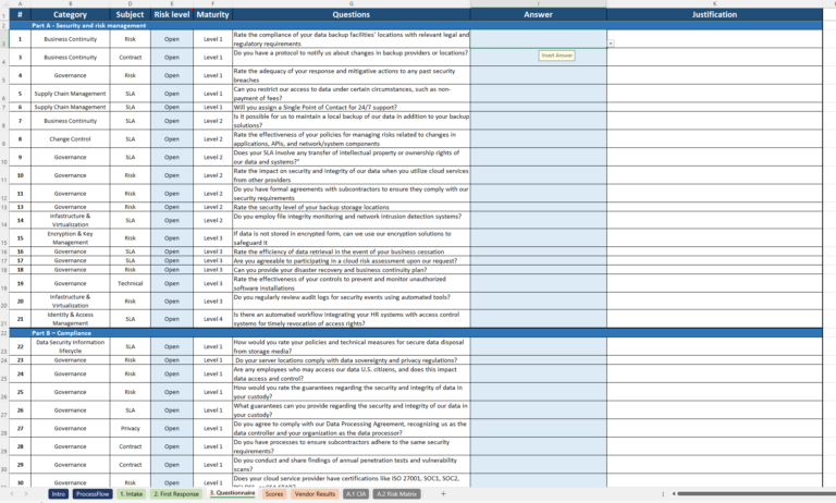 Vendor Security Assessment 3 Vendor Security Assessment Questionnaire Xls